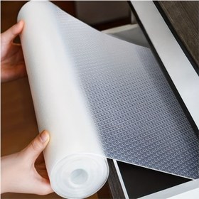 Resim Yapışkan olmayan yıkanabilir buzdolabı pedi rulosu - temizlik için kullanışlı, buzdolabının cam rafları, dolap altları, masa aksesuarları ve dolap kesme çekmeceleri için uygun - ev mutfak malzemeleri için buzdolabı pedi 