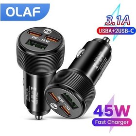 Resim Olaf 45w Usb C Araç Şarj Cihazı Hızlı Şarj Qc3.0 Çift Pd Şarj İphone Uyumlu 14 13 Xiaomi Huawei Cep Telefonları 3.1a Tip-c Adaptörü 