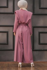 Resim CNG MODA Kuşaklı Gül Kurusu Tesettür İkili Takım 