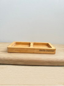 Resim Serin Bardak Ahşap Kare Yağdanlık Standı 2 Bölmeli 