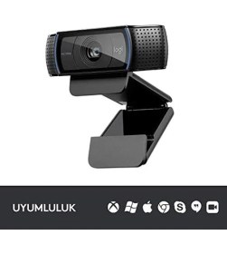 Resim C920 Hd Pro Web Kamerası, 1080P/30 Fps Çözünürlük, Rightlight 2 ile Otomatik Işık Düzeltme, Çift Mikrofonlu Ses, Siyah 