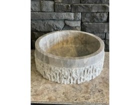 Resim Silver Traverten Taş Dekoratif Patlatma Modeli Lavabo 