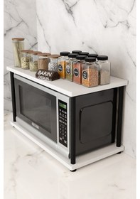 Resim Çevir Kur Mutfak Tezgah Üstü Mikrodalga Rafı Çok Amaçlı Organizer Stand Baharatlık Raf Sistemleri Beyaz 