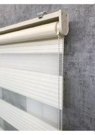 Resim Kidmex Krem Geniş Plise Zebra Stor Güneşlik Perde 