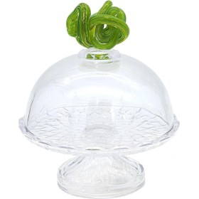 Resim Yeşil Kapaklı Cam Kek Standı 18X21 cm 