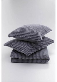 Resim Merinos Modern Line 3 Parça Battaniye Seti - Antrasit Renk 