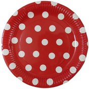 Resim Tabak Karton Puantiyeli Kırmızı 23 Cm (8 Adet) 