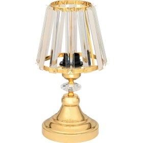 Resim Art&Gift Gerçek Kristal Cam Başlık Gold Metal Gövdeli Yatak Odası Abajur Salon Lambası 