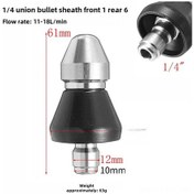Resim Youtek Stainless Steel Yüksek Basınçlı Aracı Temizleme Nozzle, Boru Temyiz Ve Tıkanıklık Açma Fonksiyonu, 1/4" Bağlantı, Dayanıklı Ve Korozyona Dayanıklı 
