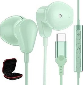 Resim iPhone 15 Pro Samsung A55 A35 Galaxy A54 A34 A33 için USB C Kulaklık, Kulak Tipi C Kulaklık USB C Bağlantısı Kablolu Kulaklık Google 9 8a 8 Pro 5G Pixel 7a 6 iPad Air Xiaomi 14 13T Huawei için 