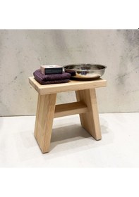 Resim Shark Anatolia Sedir Ahşap Banyo Taburesi Oturak Ve Beyaz Bakır Hamam Tası Seti Çok Renkli 