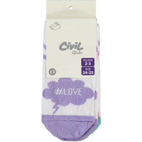 Resim Civil Girls Motto 3'lü 2-12 Yaş Kız Patik Çorap - Standart 12-13 Yaş 
