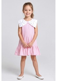 Resim Dmb Boys & Girls Kız Çocuk Yakası Taşlı Elbise Pembe 4-9 Yaş-2715 