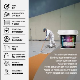 Resim Alkoru 1 kg Gri Likit Membran Renkli Reçine Esaslı Sıvı Su Yalıtım Malzemesi 