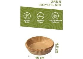 Resim Esmo Home Mithra Life 50'li Hava Fritözü Pişirme Kağıdı Kalıbı Yağ Geçirmez Tek Kullanımlık MIT1170 