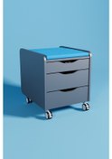 Resim Creo Mobili Çekmeceli Tekerlekli Sirius Keson Oturulabilir Ofis Ve Ev Komodini Antrasit/mavi 