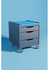 Resim Creo Mobili Çekmeceli Tekerlekli Sirius Keson Oturulabilir Ofis Ve Ev Komodini Antrasit/mavi 
