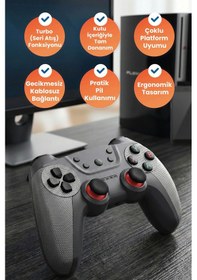 Resim Xo Gp3 Turbo Özellikli Kablosuz Gamepad - Pc Ps3 Android Uyumlu Seri Atış Modu 