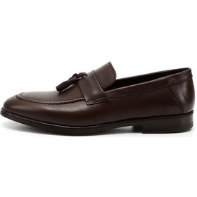 Resim Gönderi R Kahverengi Püsküllü Hakiki Deri Loafer Ayakkabı 