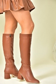 Resim Fox Shoes Koyu Taba Alçak Topuklu Günlük Kadın Çizme J848300109 