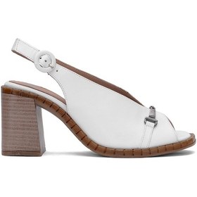 Resim Venüs 2511902y Kadın Hakiki Deri Topuklu Sandalet Beyaz Beyaz 