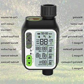 Resim Aesco Sulama Programlayıcı, Otomatik Sulama Zamanlayıcısı, 3 Ayrı Sulama Sistemi, Otomatik Yağmur Sensörü, Çocuklar Için Kilitleme Modu 