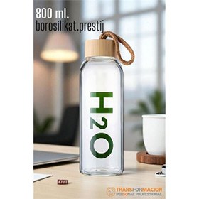 Resim Transformacion 800 ML Bambu Kapaklı Borosilikat Cam Matara 