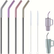 Resim 40oz Tumblerlar için 4'lü Paslanmaz Çelik Pipetler, Silikon Uçlu Yeniden Kullanılabilir Metal İçme Pipetleri, Temizleme Fırçası Dahil, BPA İçermez, Gıda Sınıfı, Cilalı Kaplama, Noel, Cadılar Bayramı, Şükran Günü için İdeal 