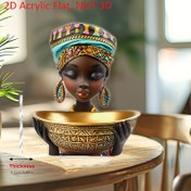 Resim 2D Düz, 1 adet 2D Akrilik Düz Afrikalı Kadın Altın Kase Masaüstü Dekor - Canlı Bohem Tarzı, Ev ve Ofis için Mükemmel, Şükran Günü, Anneler Günü, Ramazan, Paskalya, Afrikalı Ev Dekoru için İdeal Hediye 