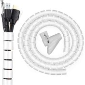 Resim Mcreative 1 mt x 22 mm Spiral Boru Kablo Kanalı Kablo Fiş Düzenleyici Toplayıcı Kordon Kablo Tutucu Beyaz (1 Adet) 