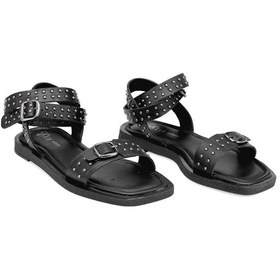 Resim Elit Maribelle Kadın Hakiki Deri Ortopedik Düz Sandalet Siyah Siyah 