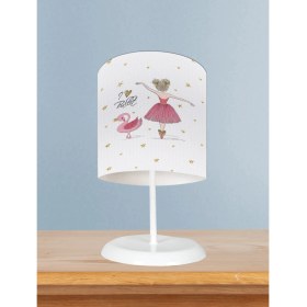 Resim Mekta Home Bebek ve Çocuk Odası Pembe Balerin ve Kuğu Desenli Abajur 