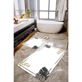 Resim Talia Home Gold Yaprak Desenli 2'li Büyük Boy Banyo Papsas Seti 