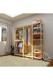 Resim Fokai Wood Idea - Açık Ahşap Elbise Dolabı 