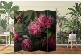 Resim Tomurcuk Çiçek Temalı Özel Tasarım Paravan Room Divider Oda Bölücü PRVN-1317-1, 220 x 180 