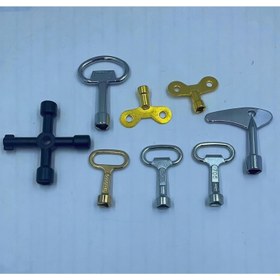 Resim 8 Parça Evrensel Musluk Anahtarı Seti, 4 Yönlü Servis Anahtarı ile Üçgen ve Kare Anahtarlar, Elektrik Sayacı ve Su Sayacı Tıkaçları için Uygun 