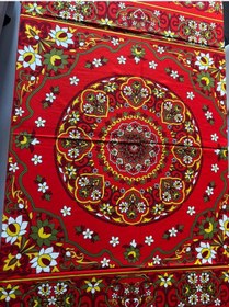 Resim Kolay Temizlenebilir Renkli Cıvıl Cıvıl Desenli Masa Örtüsü 170x170 Cm Turuncu 