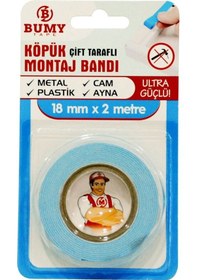 Resim Bumy Çift Taraflı Köpük Montaj Bandı Beyaz 18mm X 2mt 