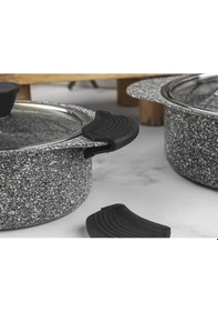 Resim Bir Çift Silikon Tutacak Tencere Tava Kulp Kapak Tutacağı Tutamaç 9x4 Cm Gri 