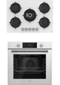 Resim Ferre QMS63CB - RS036 2'li Beyaz Cam Ankastre Set 