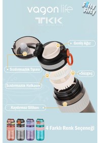 Resim Tkk 550 Ml Rahat İçim U Ağızlı Bpa İçermeyen Taşıma Kulplu Tritan Su Matarası Fftkk1016-550ml Kahverengi 