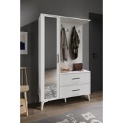 Resim Afilli Oslo Aynalı Portmanto Vestiyer %100 MDF Klasik Tasarım 5 Raflı 110x181x36 cm Ölçülerinde 
