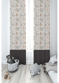Resim Mekta Home Bebek Ve Çocuk Odası Tavşan Ve Çadır Deseli 2 Kanat Fon Perde 