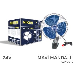 Resim Araç Içi Vantilatör Mavi Mandallı 24VOLT 8 Inç Niken 