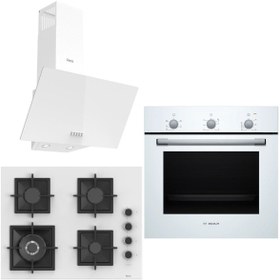 Resim Bosch &Ferre Daylight Wok Bek - Döküm Izgara 3 lü Ankastre Set (HBF011BV1T - SC406 - D087) 65 cm Ocak 