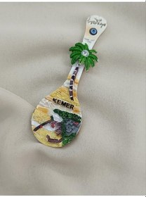 Resim Magnet Kaşık Palmiye Nazar Göz Boncuk Taşlı Mıknatıslı Buzdolabı Süsü 