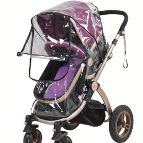 Resim Yürütebeği Yağmur Örtüsü - Ayarlanabilir Kayışlı Yüksek Kaliteli Rüzgar Geçirmez UV Koruma Tentesi, Mor ve Siyah Tasarım Her Mevsim Dış Mekan Kullanımı İçin Taşınabilir Barınak 