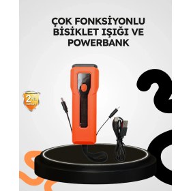 Resim 600 Lümen Bisiklet Ön Işık Powerbankli Çakar Cob LED 