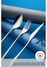 Resim Emsan Bello 18 Parça 6 Kişilik Çatal Kaşık Bıçak Seti Gümüş 