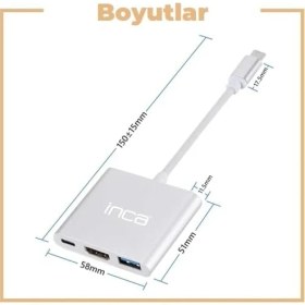 Resim Mena Rise Inca ITPC-04TXT Type-C Hub, 4K 30Hz Hdmı, USB 3.0, 100W Pd, Alüminyum Kasa 